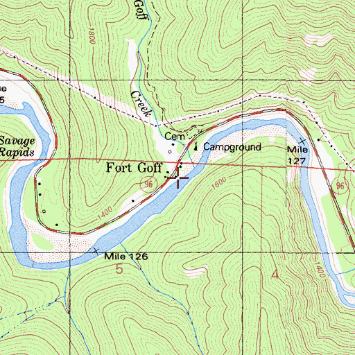 Topographic Map of Fort Goff Creek, CA