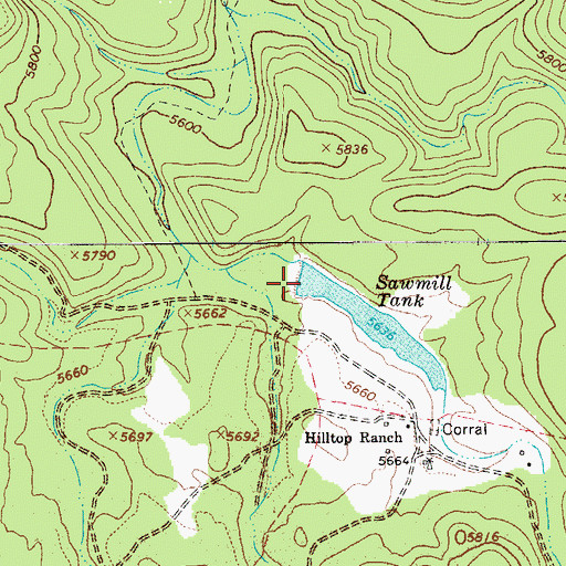 Topographic Map of Sawmill Dam, AZ