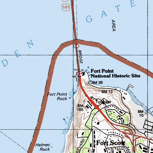 Topographic Map of Fort Point, CA
