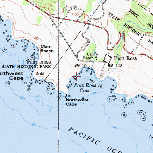 Topographic Map of Fort Ross Cove, CA
