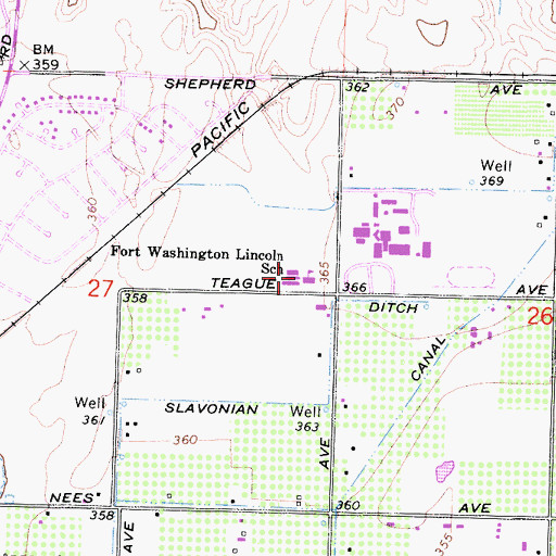 Topographic Map of Fort Washington Elementary School, CA