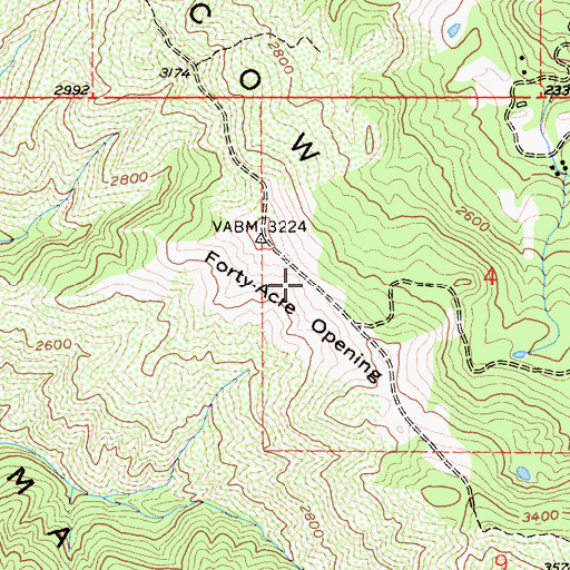 Topographic Map of Forty-Acre Opening, CA