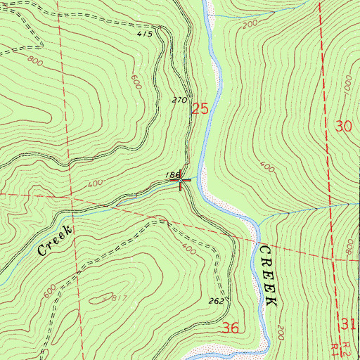 Topographic Map of Fortyfour Creek, CA