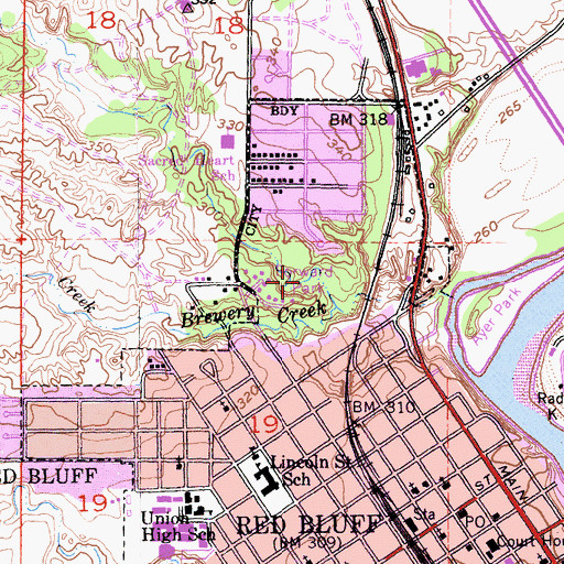 Topographic Map of Forward Park, CA