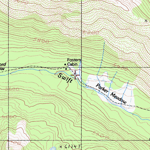 Topographic Map of Fosters Cabin, CA