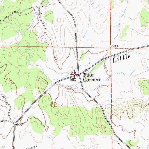 Topographic Map of Four Corners, CA