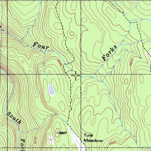 Topographic Map of Four Forks Creek, CA