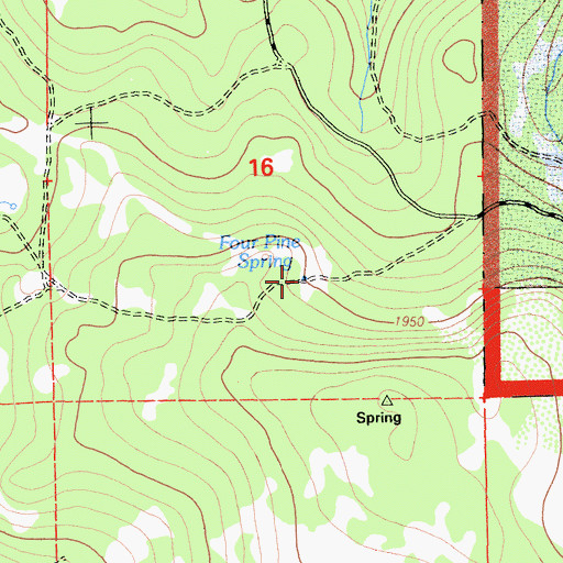 Topographic Map of Four Pine Spring, CA