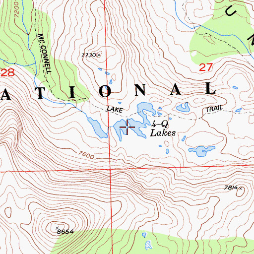 Topographic Map of Four-Q Lakes, CA