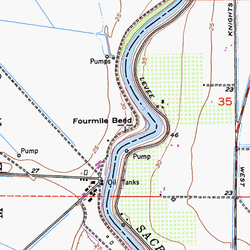 Topographic Map of Fourmile Bend, CA