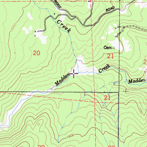 Topographic Map of Fourmile Creek, CA