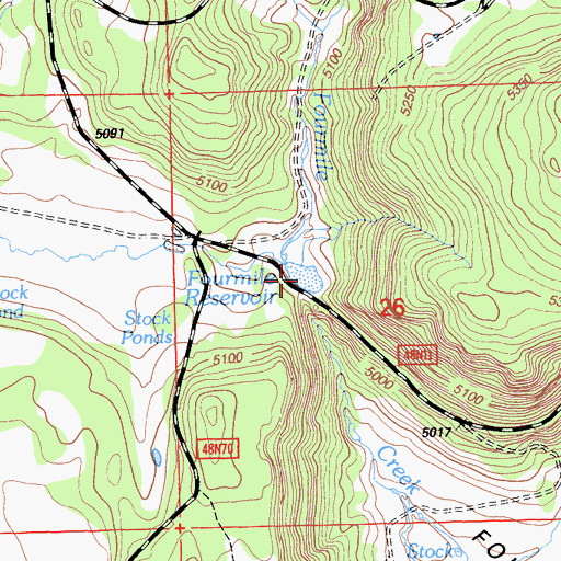 Topographic Map of Fourmile Reservoir, CA