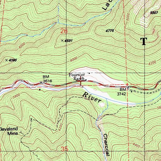 Topographic Map of Fournier Ranch, CA