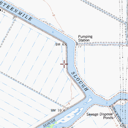 Topographic Map of Fourteenmile Slough, CA