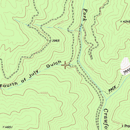Topographic Map of Fourth of July Gulch, CA