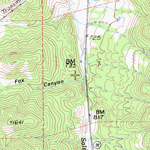 Topographic Map of Fox Canyon, CA
