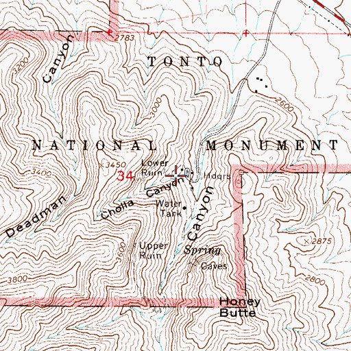 Topographic Map of Tonto National Monument Headquarters, AZ