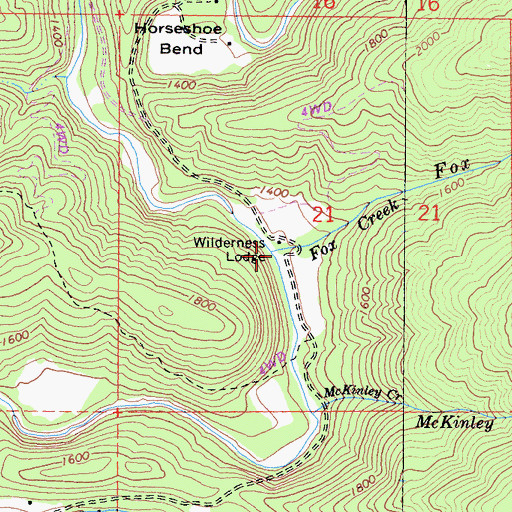 Topographic Map of Fox Creek, CA