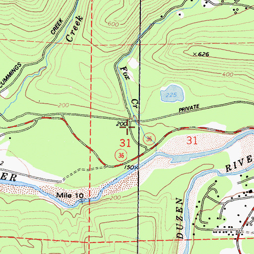 Topographic Map of Fox Creek, CA
