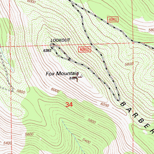 Topographic Map of Fox Mountain, CA