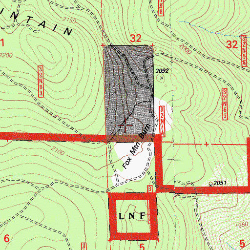 Topographic Map of Fox Mountain Burn, CA