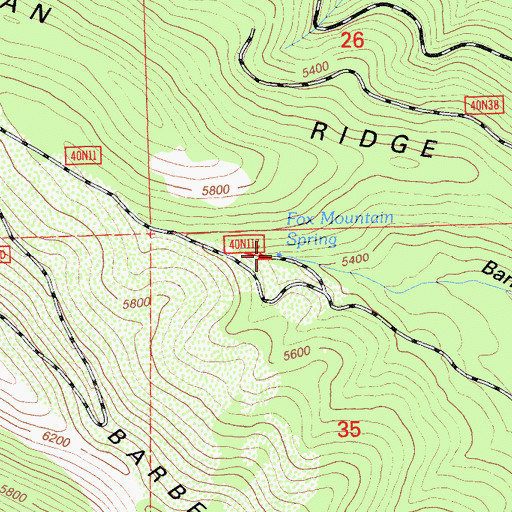 Topographic Map of Fox Mountain Spring, CA