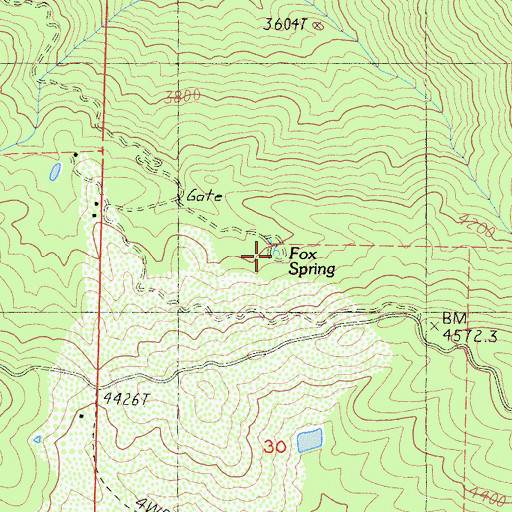 Topographic Map of Fox Spring, CA