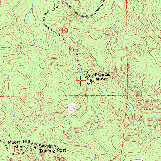 Topographic Map of Francis Mine, CA