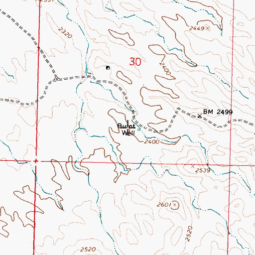 Topographic Map of Burnt Well, AZ