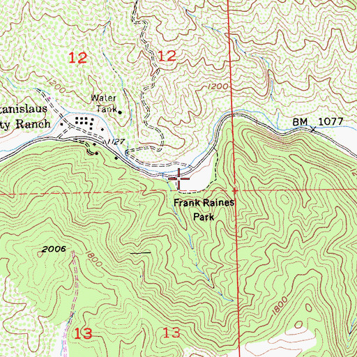 Topographic Map of Frank Raines Park, CA