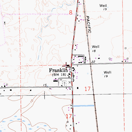 Topographic Map of Franklin, CA