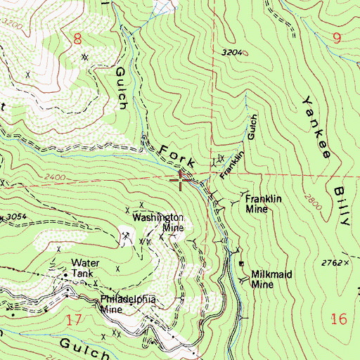 Topographic Map of Franklin Gulch, CA