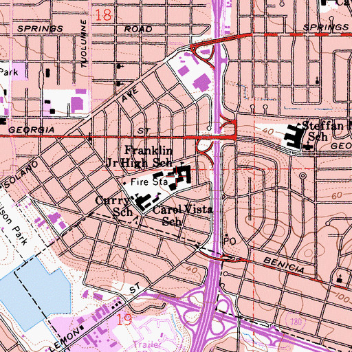 Topographic Map of Franklin Junior High School, CA