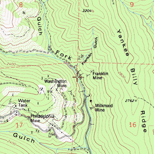 Topographic Map of Franklin Mine, CA