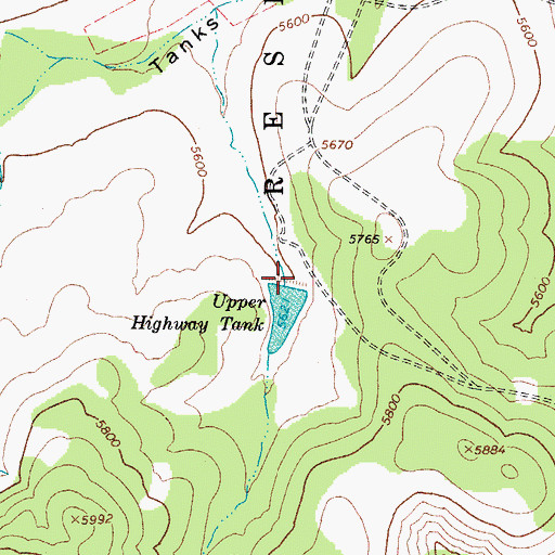 Topographic Map of Upper Highway Tank Dam, AZ