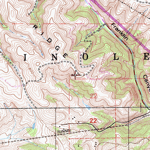 Topographic Map of Franklin Ridge, CA
