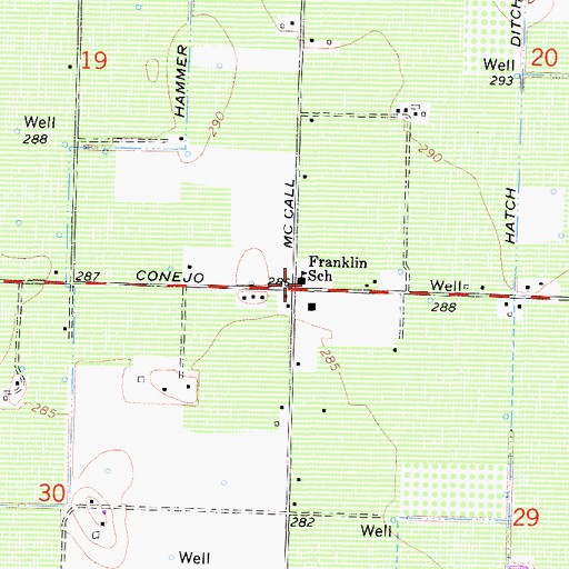 Topographic Map of Franklin School, CA