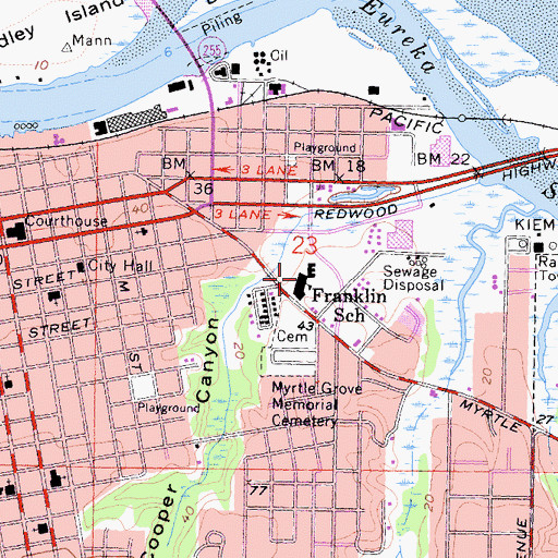 Topographic Map of Franklin School, CA