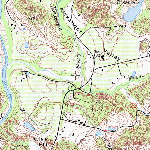 Topographic Map of Franz Creek, CA