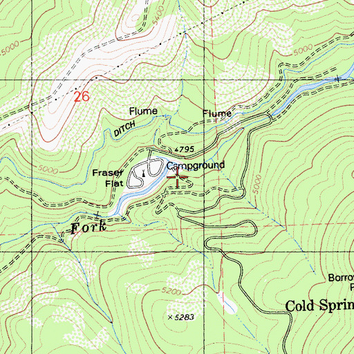 Topographic Map of Fraser Flat, CA