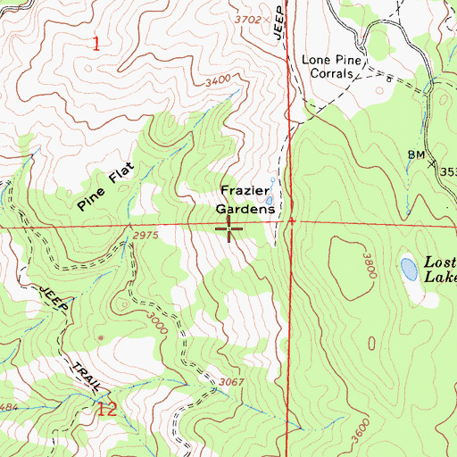 Topographic Map of Frazier Gardens, CA