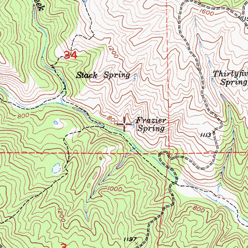 Topographic Map of Frazier Spring, CA