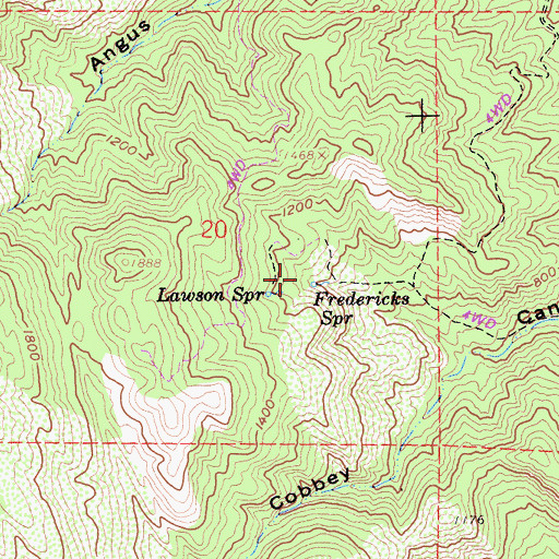 Topographic Map of Fredericks Spring, CA