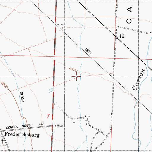 Topographic Map of Fredericksburg Canyon, CA