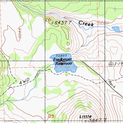 Topographic Map of Fredonyer Reservoir, CA