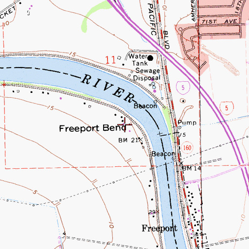Topographic Map of Freeport Bend, CA