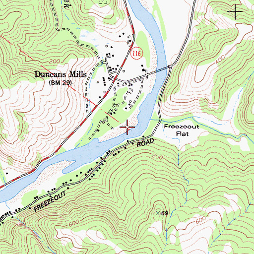 Topographic Map of Freezeout Creek, CA