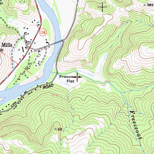 Topographic Map of Freezeout Flat, CA