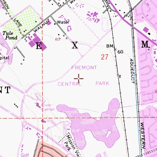 Topographic Map of Fremont Central Park, CA