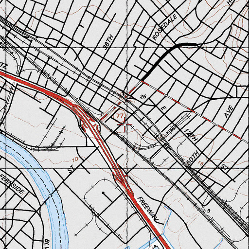 Topographic Map of Fremont Senior High School, CA